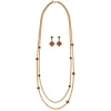 Algerian Cluster Double-Strand Station Necklace And Drop Earrings Set
