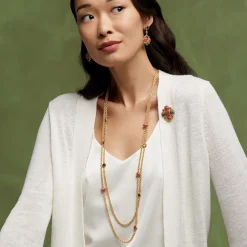 Algerian Cluster Double-Strand Station Necklace And Drop Earrings Set