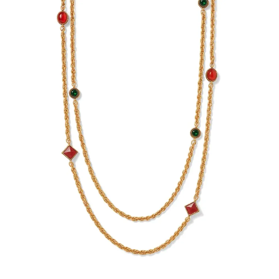 Algerian Cluster Double-Strand Station Necklace And Drop Earrings Set