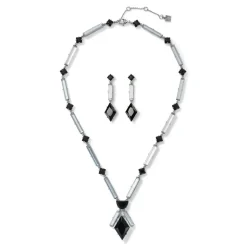 American Deco Pendant Necklace And Long Pendant Earrings Set