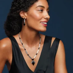 American Deco Pendant Necklace And Long Pendant Earrings Set