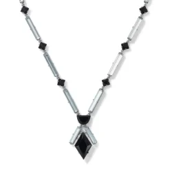 American Deco Pendant Necklace And Long Pendant Earrings Set