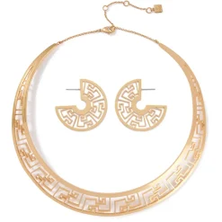 Ancient Fretwork Necklace & Earrings Set