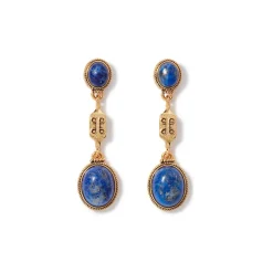 Ancient Gems Triple-Drop Lapis Earrings