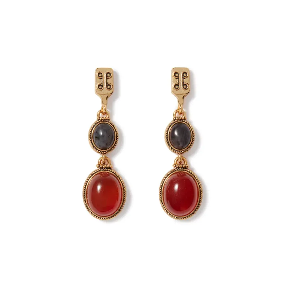 Ancient Gems Two-Tone Drop Earrings