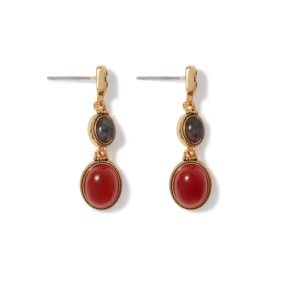 Ancient Gems Two-Tone Drop Earrings
