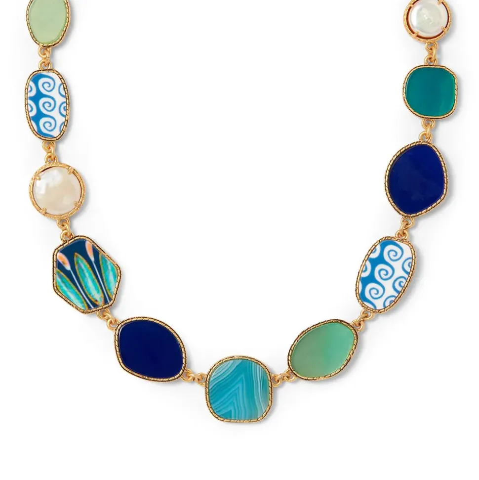 Ancient Mixed Motifs Glass Statement Necklace