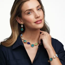 Ancient Mixed Motifs Glass Statement Necklace