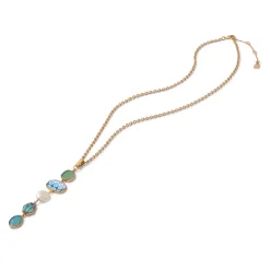 Ancient Mixed Motifs Glass Pendant Drop Necklace