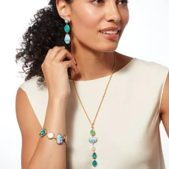 Ancient Mixed Motifs Glass Pendant Drop Necklace