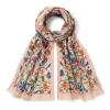 British Flowering Vines Embroidered Oblong Scarf