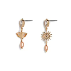 British Tree Of Life Triple-Drop Mismatched Earrings