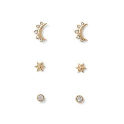 Celestial Symbols Stud Earrings Set