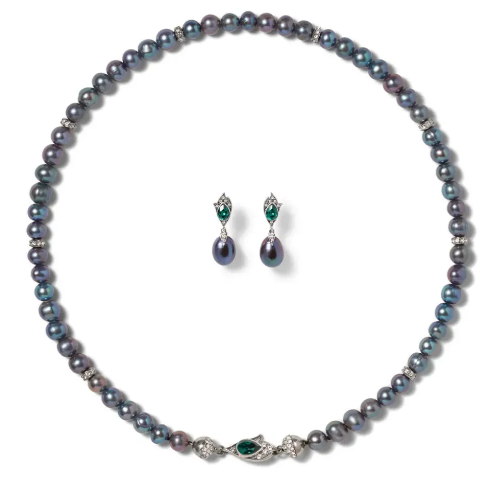 Chelsea Peacock Pearl Necklace And Drop Earrings Set