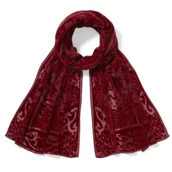 Chinese Phoenixes And Peonies Oblong Velvet Burnout Scarf