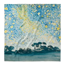 Cross Landscape With Stars Square Silk Scarf