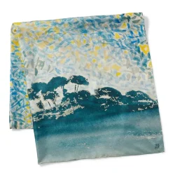 Cross Landscape With Stars Square Silk Scarf