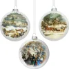 Currier & Ives Snowscapes Glass Disc Ornament Set