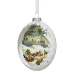 Currier & Ives Snowscapes Glass Disc Ornament Set