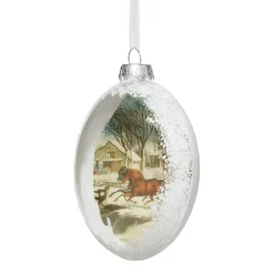 Currier & Ives Snowscapes Glass Disc Ornament Set
