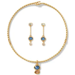 Cypriot Twist Collar Necklace And Triple-Drop Earrings Set