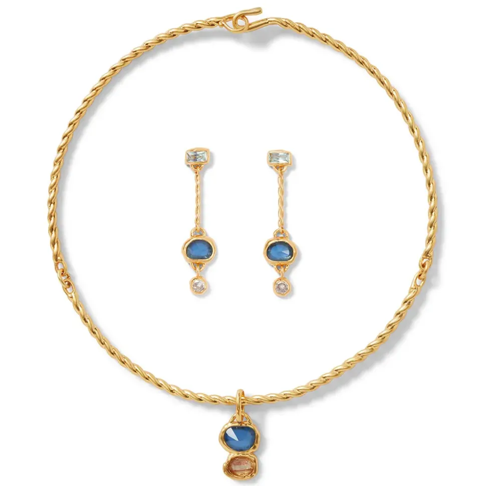 Cypriot Twist Collar Necklace And Triple-Drop Earrings Set