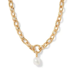 Cypriot Twist Pearl Chain Pendant Necklace