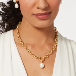 Cypriot Twist Pearl Chain Pendant Necklace
