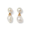 Cypriot Twist Pearl Double-Drop Earrings