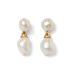 Cypriot Twist Pearl Double-Drop Earrings