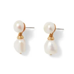 Cypriot Twist Pearl Double-Drop Earrings
