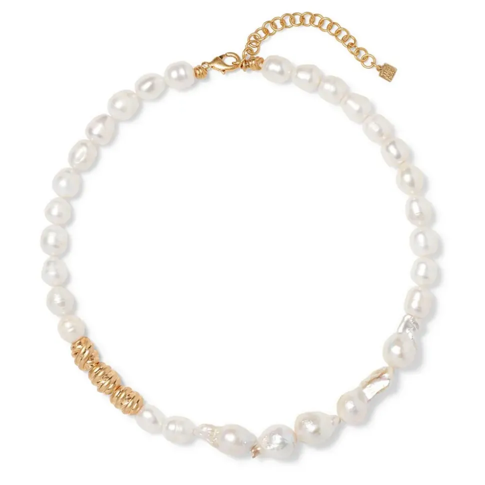 Cypriot Twist Pearl Necklace And Triple-Hoop Earrings Set