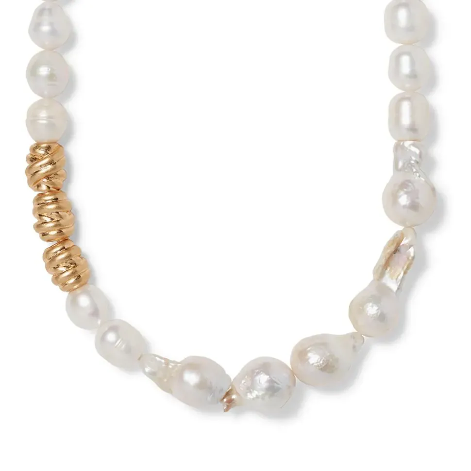 Cypriot Twist Pearl Necklace And Triple-Hoop Earrings Set