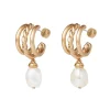 Cypriot Twist Pearl Triple-Hoop Earrings