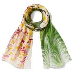 Daisy Garden Marbled Paper Oblong Silk Scarf