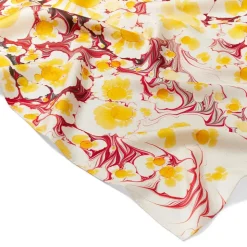 Daisy Garden Marbled Paper Oblong Silk Scarf