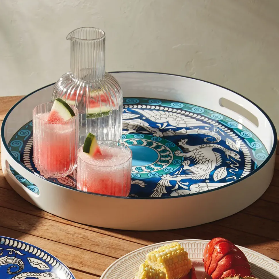 De Morgan Stylized Dragons Lacquer Tray