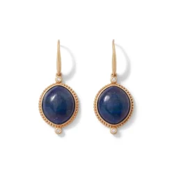 Egyptian Hathor Lapis Drop Earrings