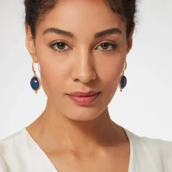 Egyptian Hathor Lapis Drop Earrings