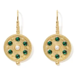Embellished Disc Drop Earrings