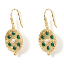 Embellished Disc Drop Earrings