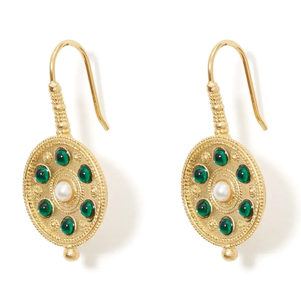 Embellished Disc Drop Earrings