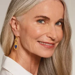 Etruscan Lapis Double-Drop Earrings