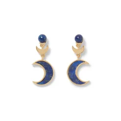 Fatimid Lapis Crescent Drop Earrings