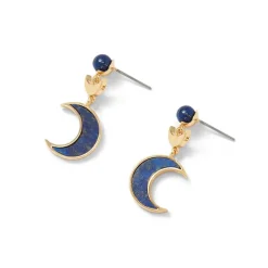 Fatimid Lapis Crescent Drop Earrings