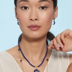 Fatimid Lapis Crescent Drop Earrings