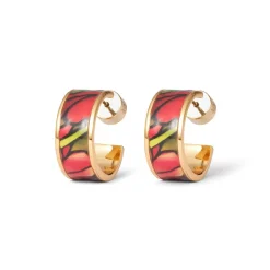 Favrile Tulip Enamel Hoop Earrings