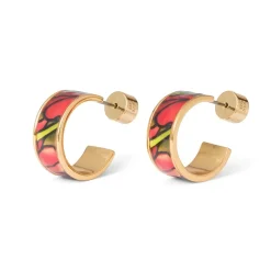 Favrile Tulip Enamel Hoop Earrings