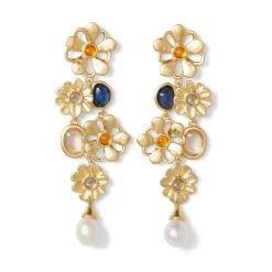 Floral Cluster Statement Drop Earrings
