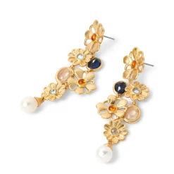 Floral Cluster Statement Drop Earrings